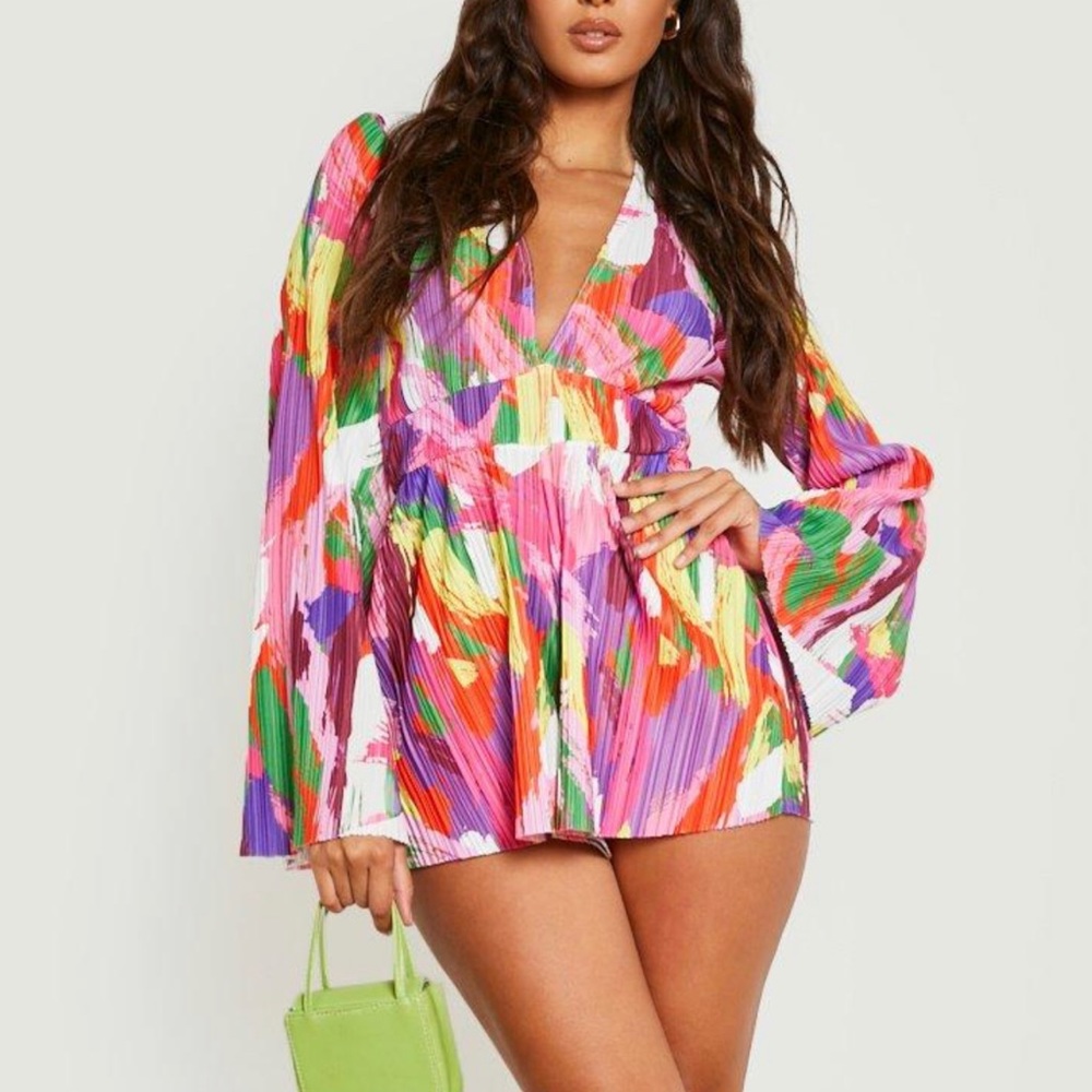 Boohoo color block romper